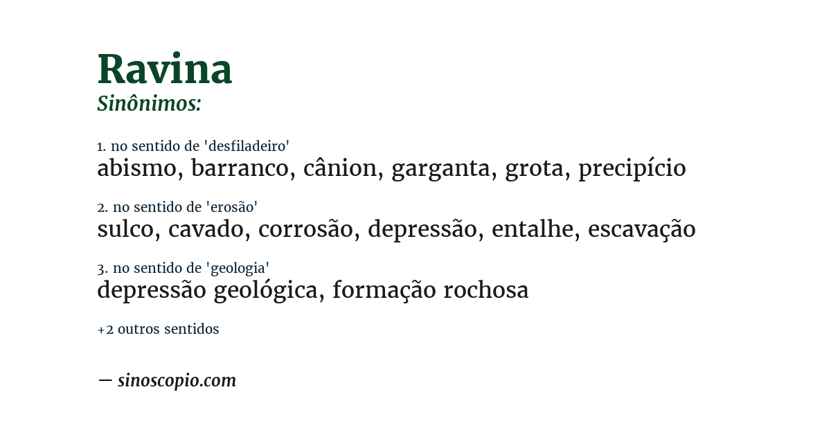 Sinônimo de ravina