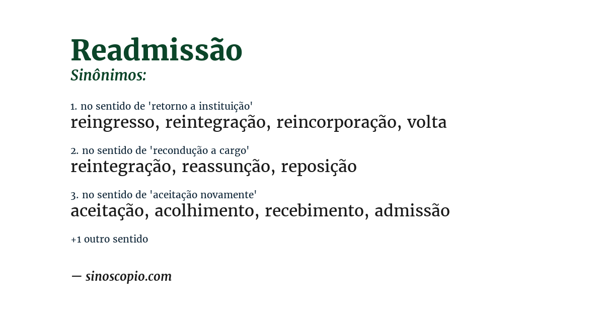 Sinônimo de readmissão