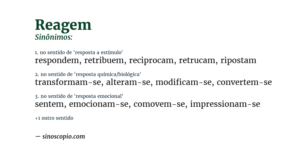Sinônimo de reagem