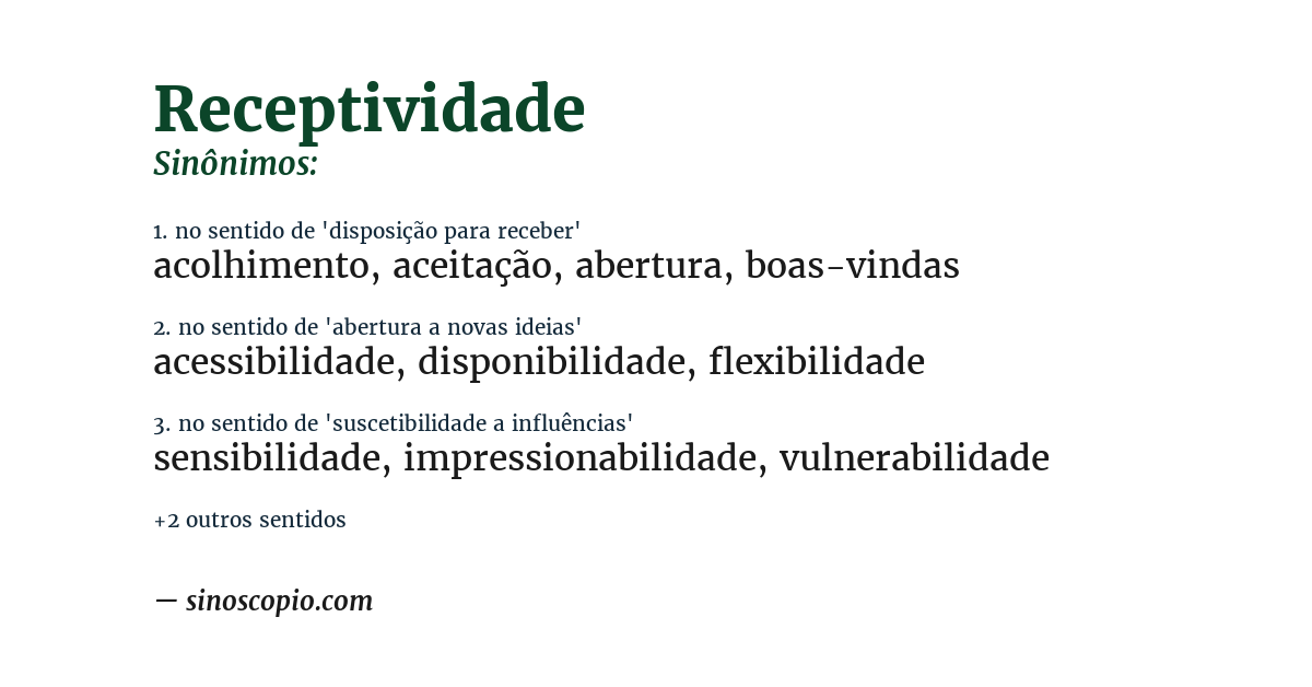 Sinônimo de receptividade
