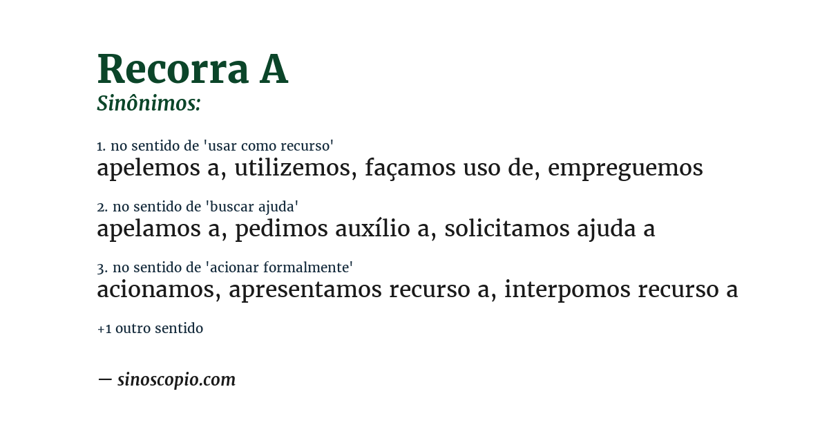Sinônimo de recorra a