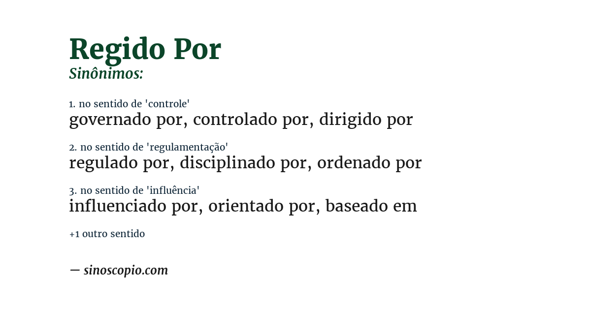 Sinônimo de regido por