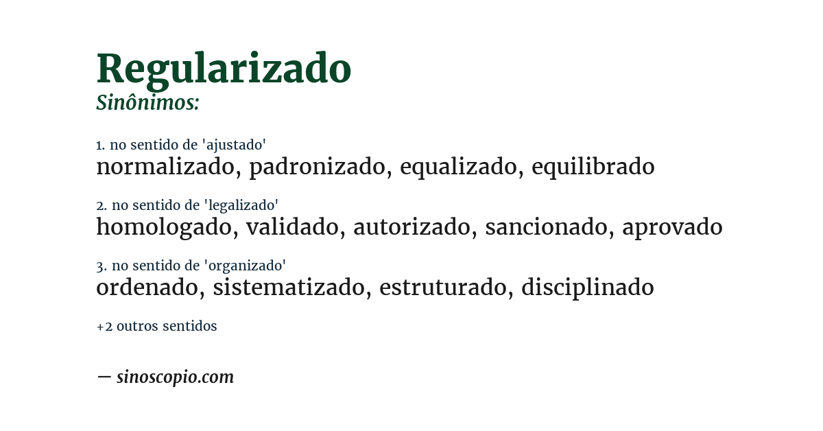 Sinônimo de regularizado