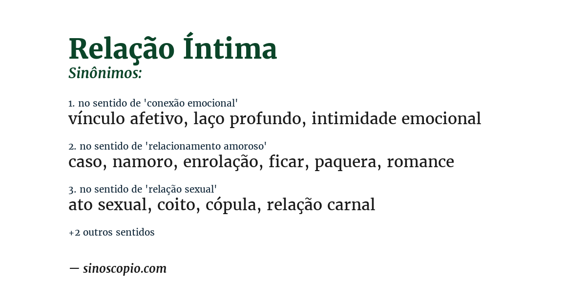 Sinônimo de relação íntima