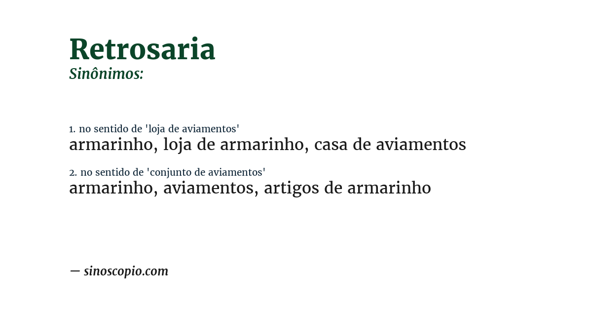 Sinônimo de retrosaria