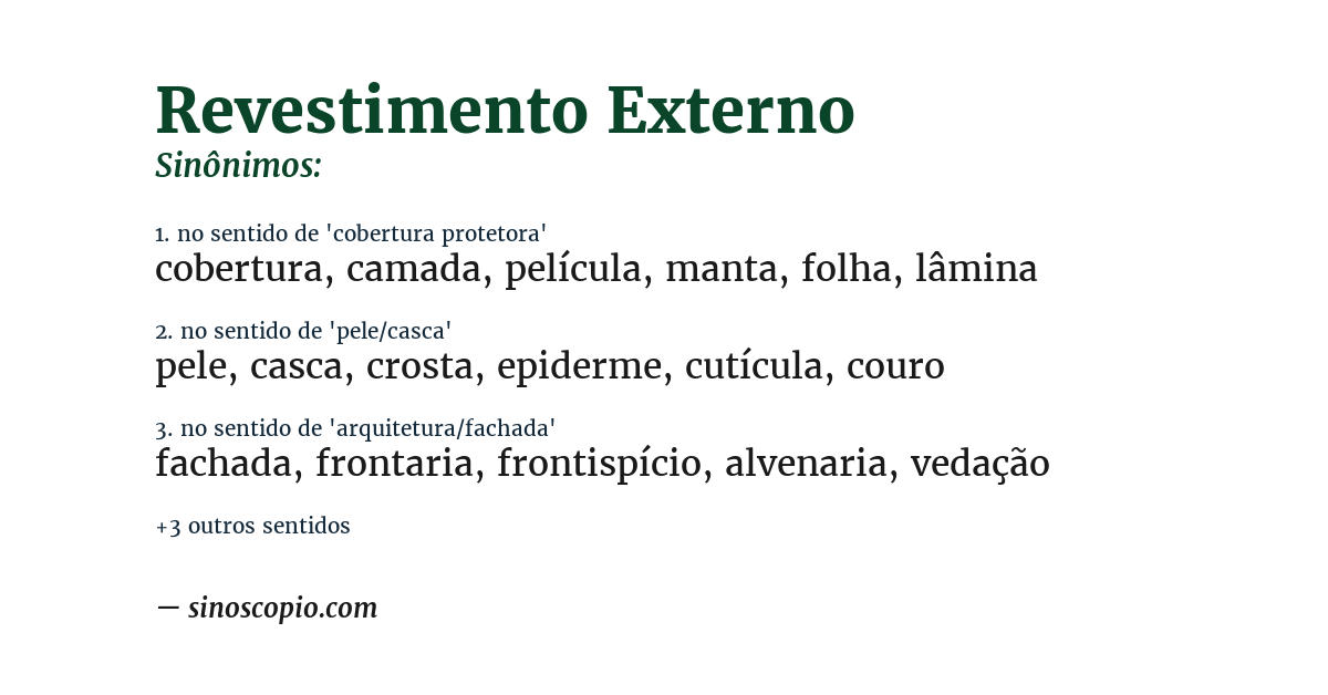 Sinônimo de revestimento externo