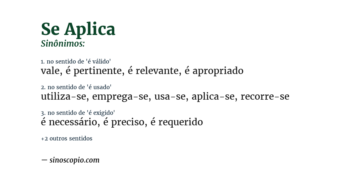 Sinônimo de se aplica