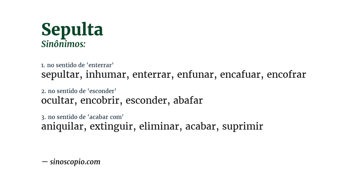 Sinônimo de sepulta