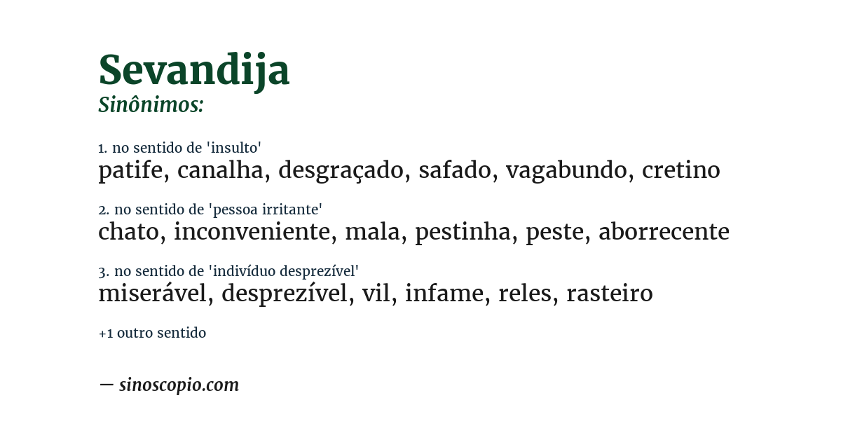 Sinônimo de sevandija
