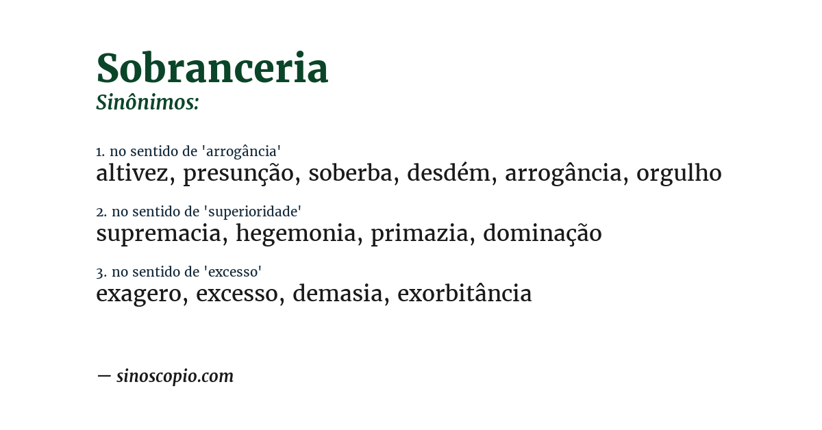 Sinônimo de sobranceria