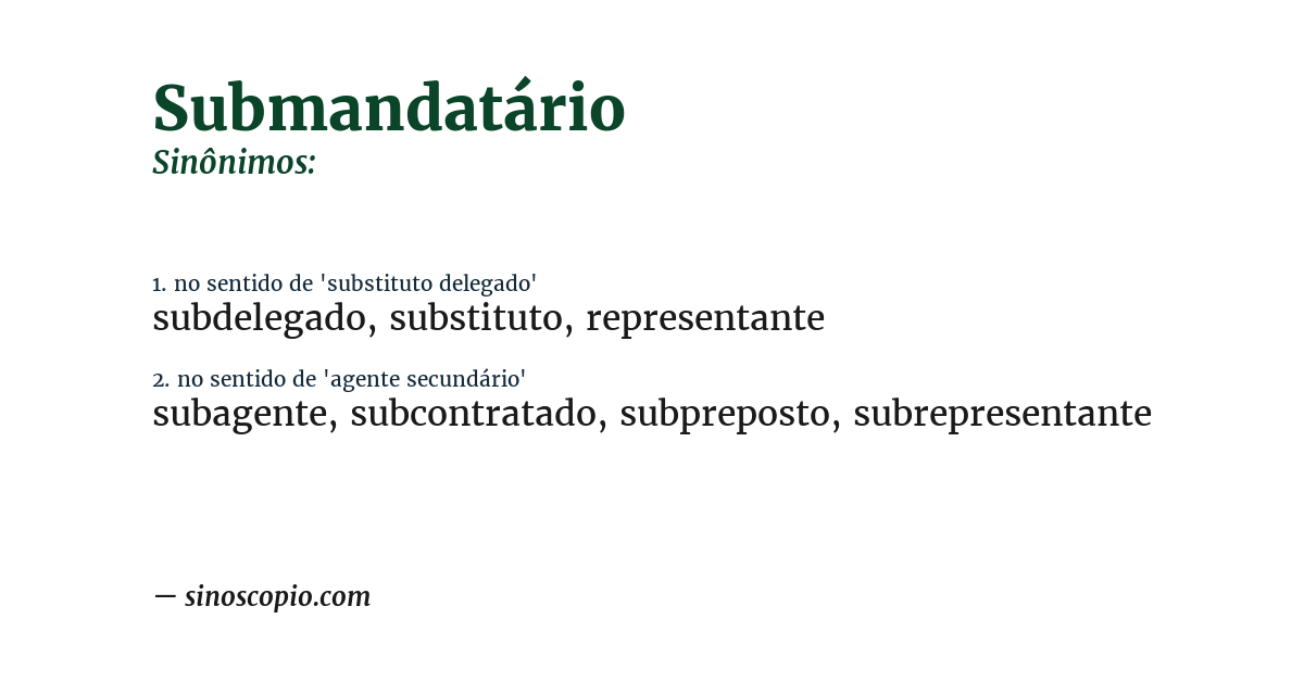 Sinônimo de submandatário