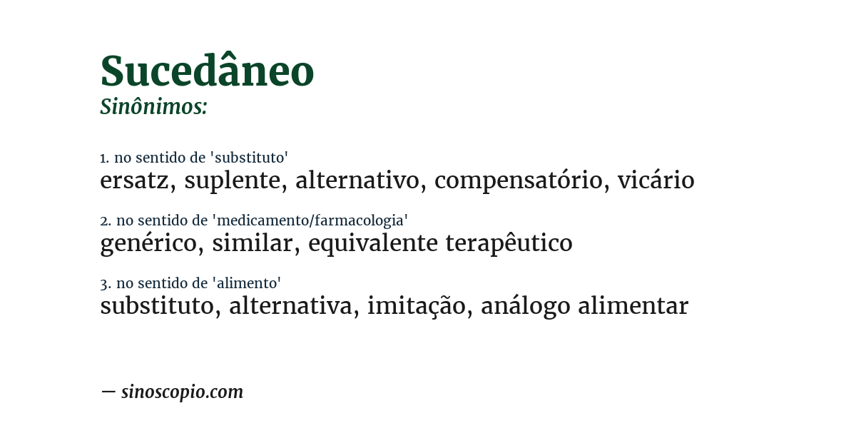 Sinônimo de sucedâneo