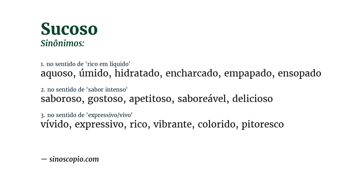 Sinônimo de sucoso
