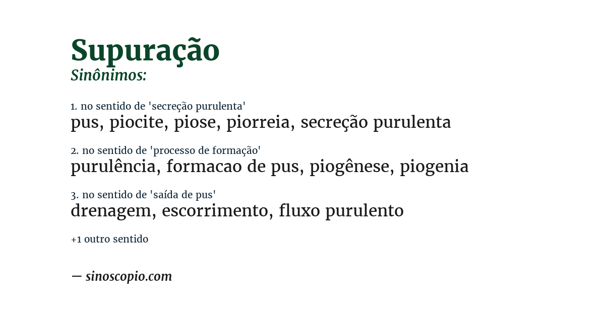 Sinônimo de supuração
