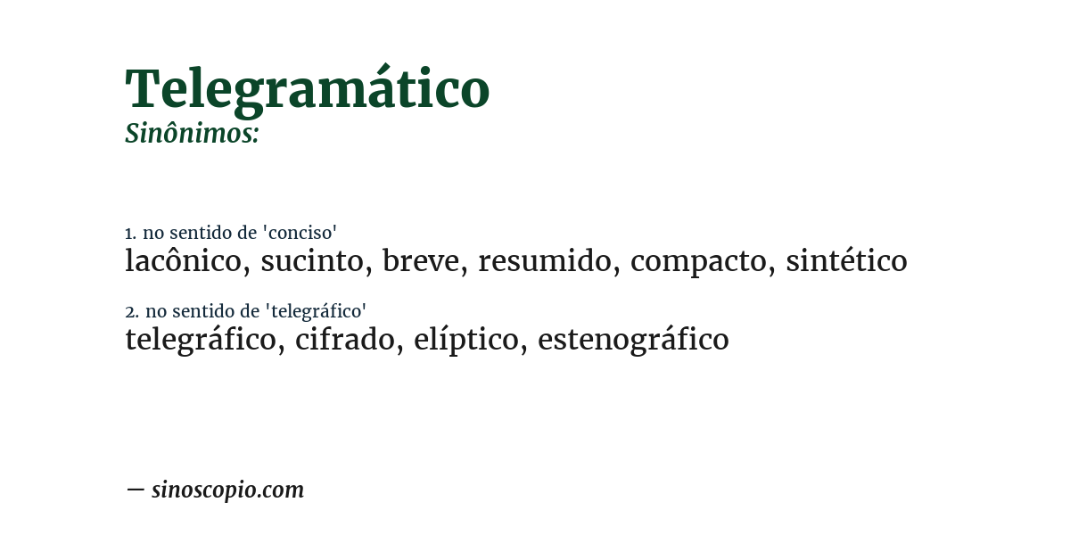 Sinônimo de telegramático