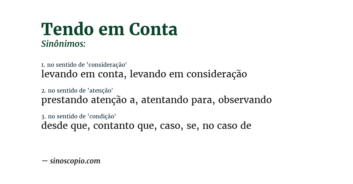 Sinônimo de tendo em conta