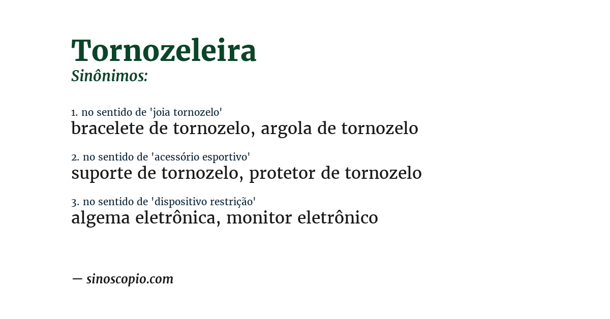 Sinônimo de tornozeleira