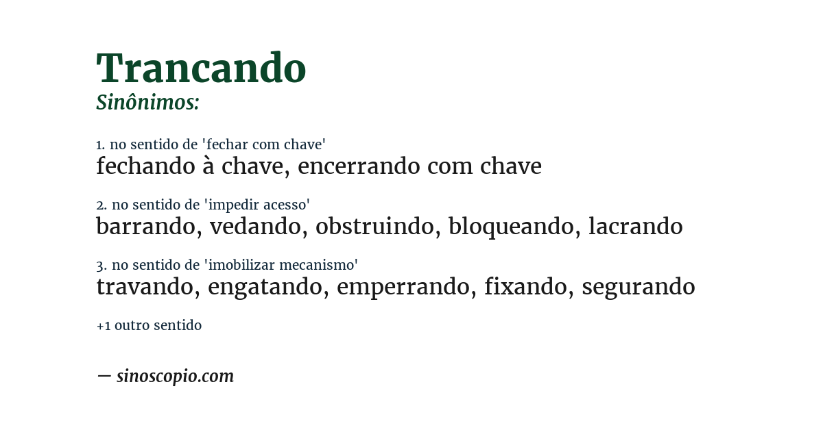 Sinônimo de trancando