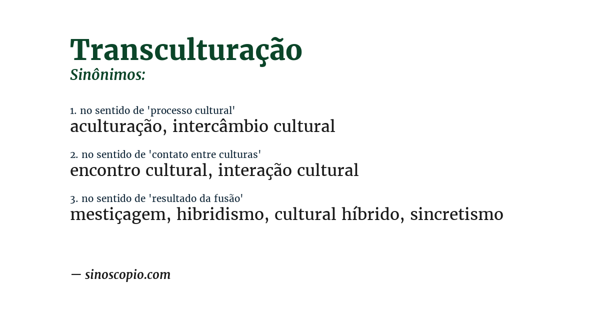 Sinônimo de transculturação
