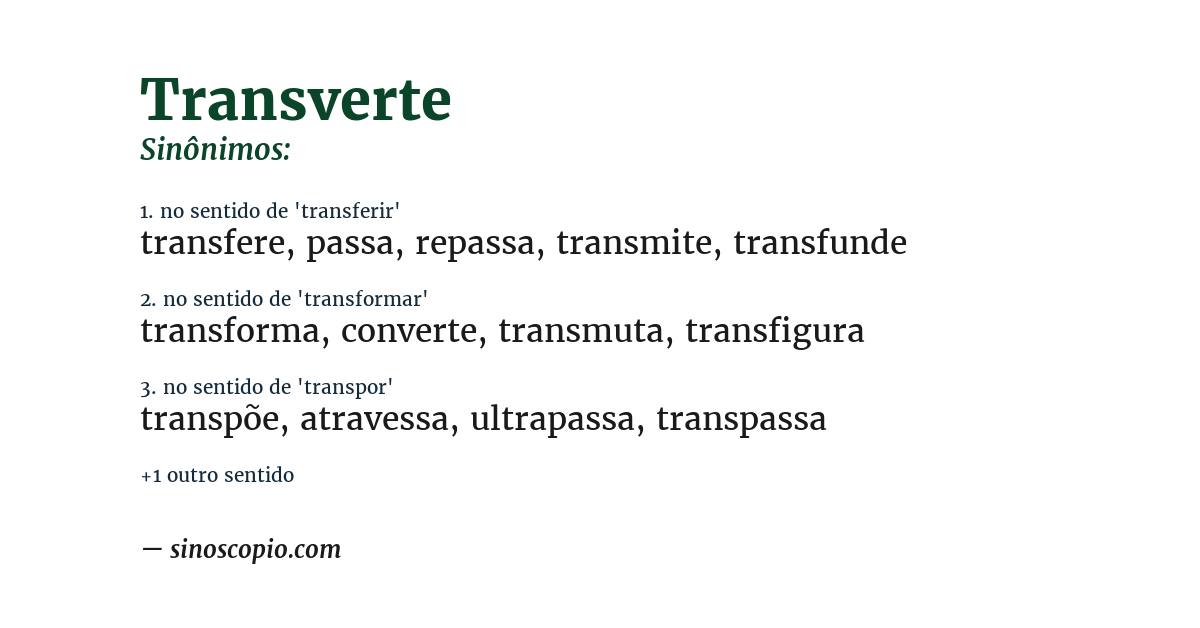 Sinônimo de transverte