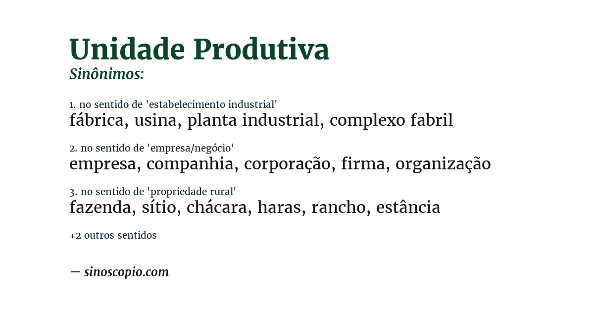 Sinônimo de unidade produtiva