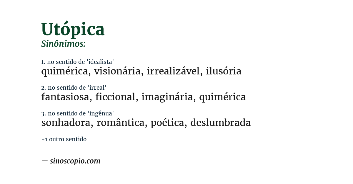Sinônimo de utópica