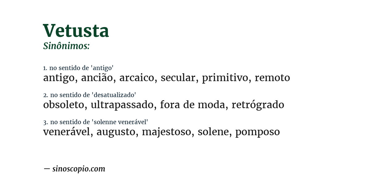 Sinônimo de vetusta