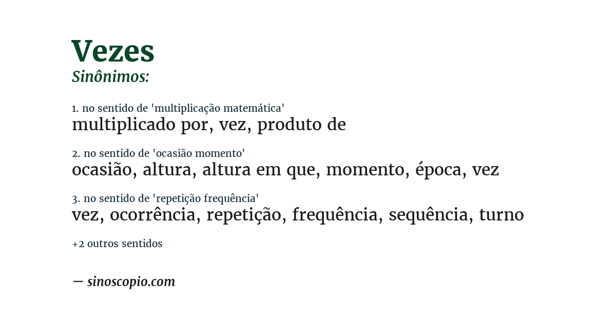 Sinônimo de vezes
