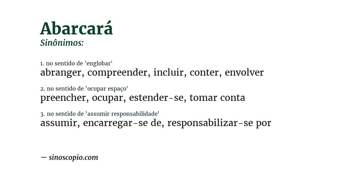 Sinônimo de abarcará