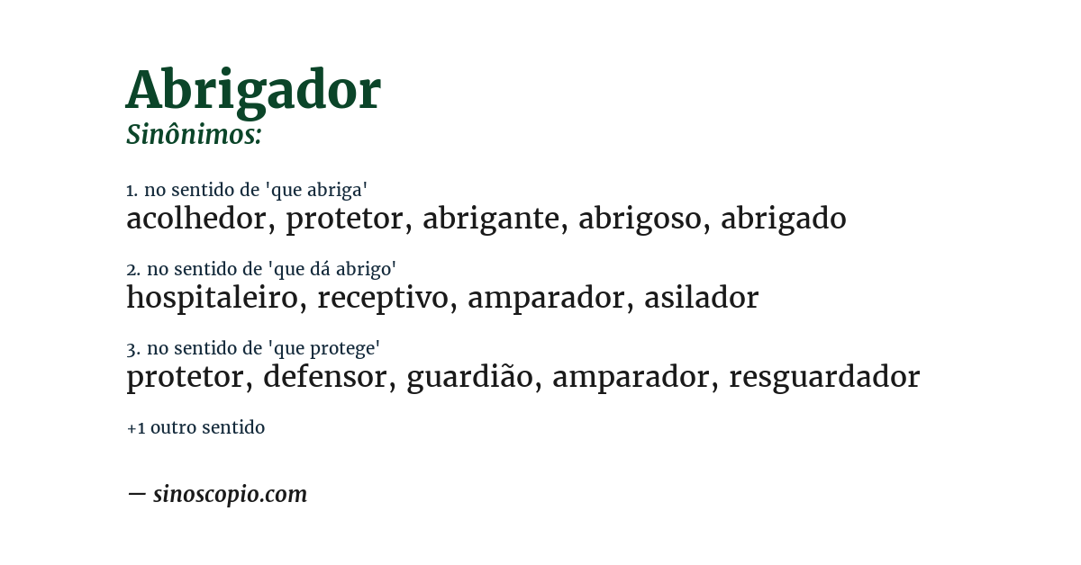 Sinônimo de abrigador