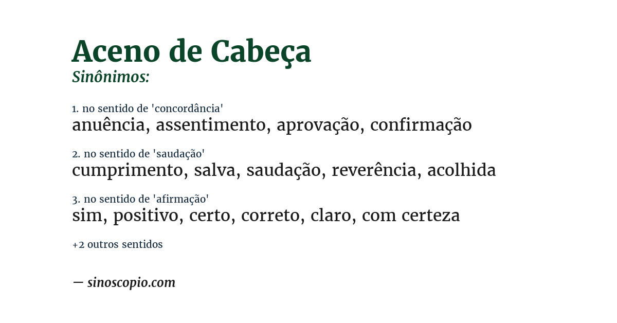 Sinônimo de aceno de cabeça