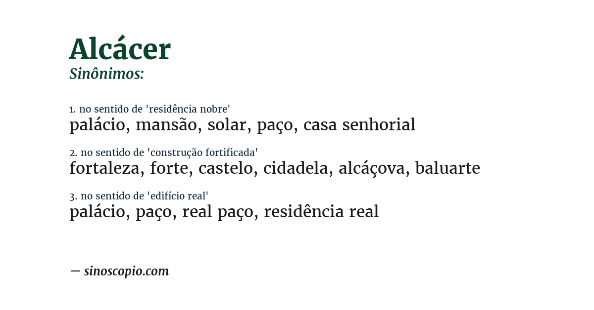 Sinônimo de alcácer
