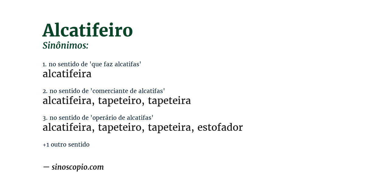Sinônimo de alcatifeiro