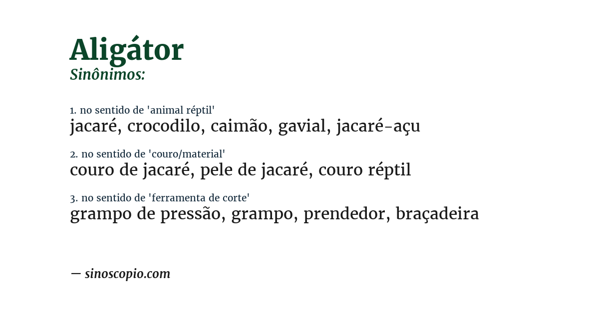 Sinônimo de aligátor