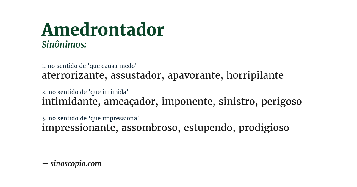Sinônimo de amedrontador