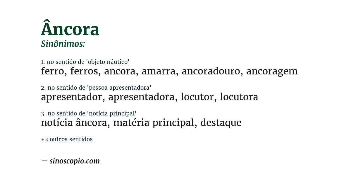 Sinônimo de âncora