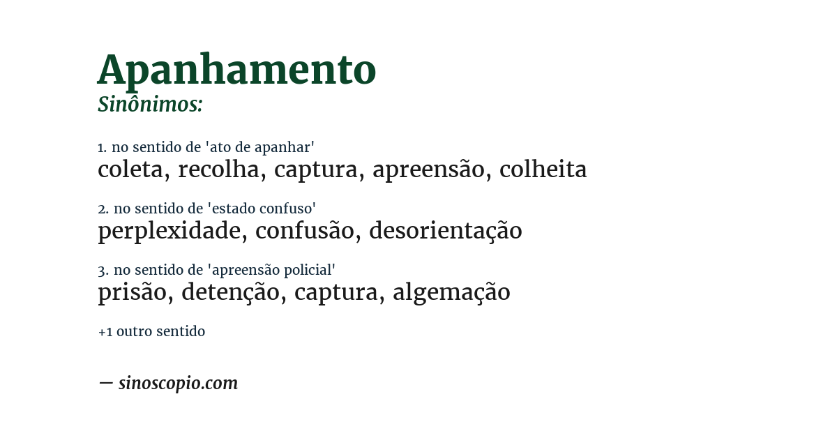 Sinônimo de apanhamento