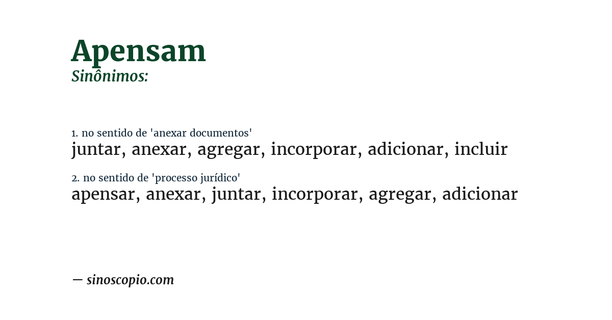 Sinônimo de apensam