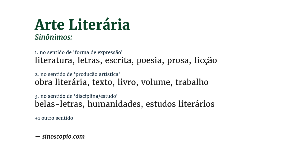 Sinônimo de arte literária