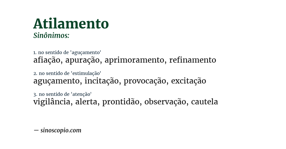 Sinônimo de atilamento