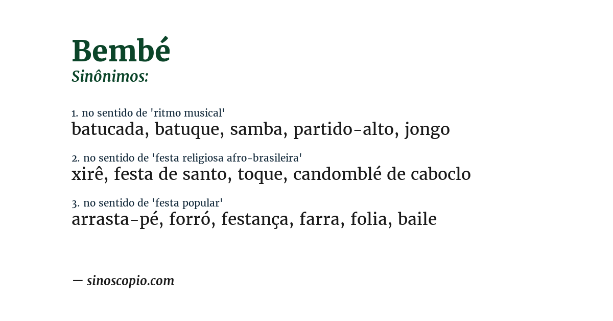 Sinônimo de bembé