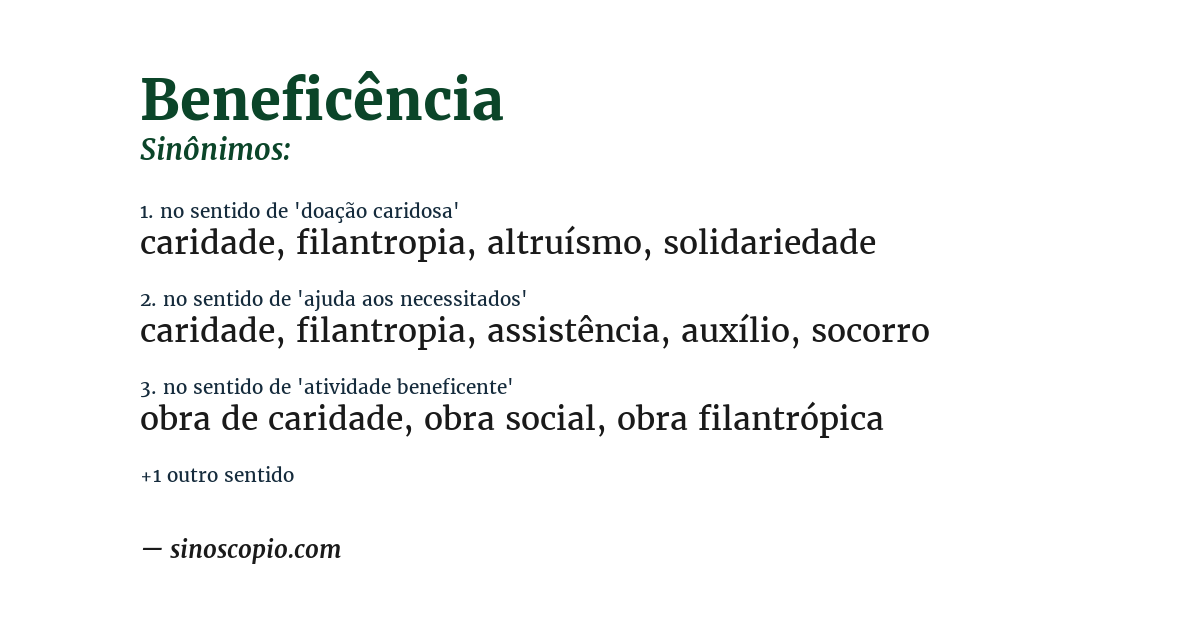 Sinônimo de beneficência