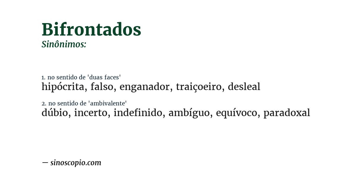 Sinônimo de bifrontados