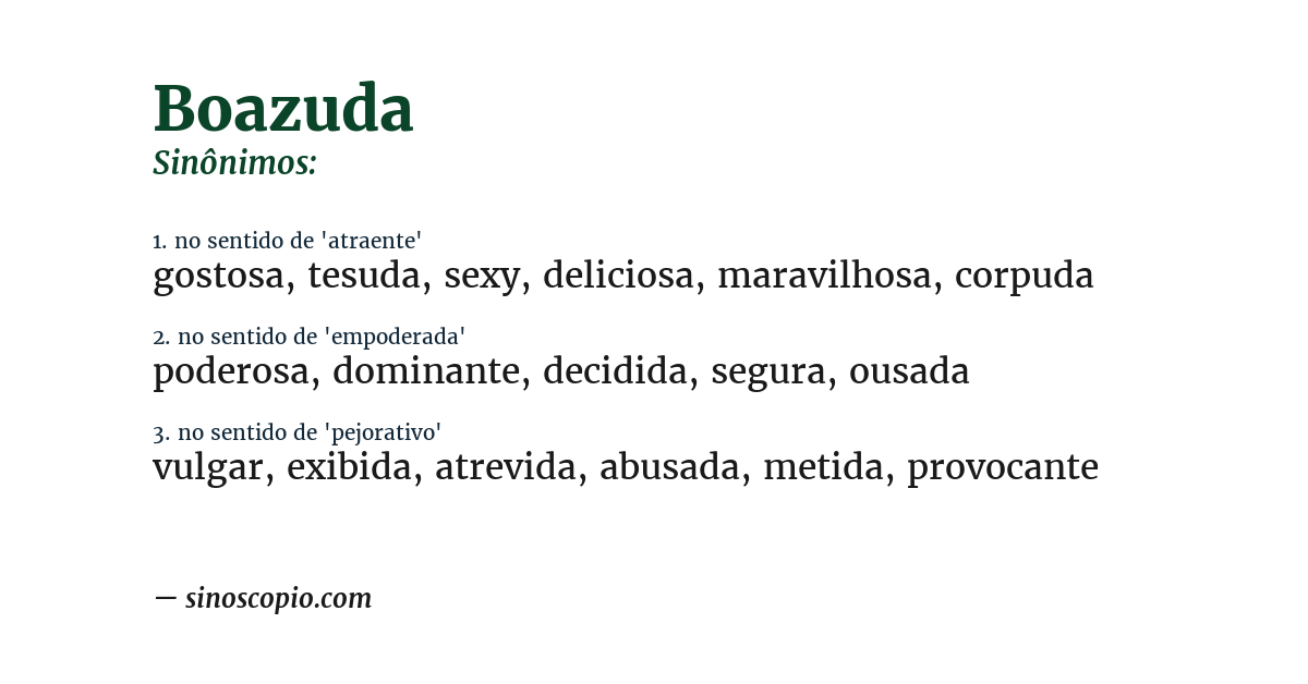 Sinônimo de boazuda