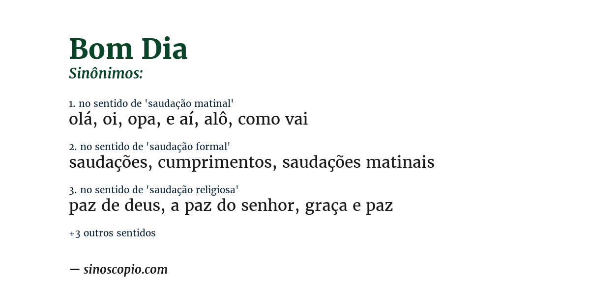 Sinônimo de bom dia