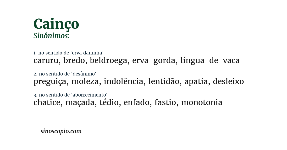 Sinônimo de cainço