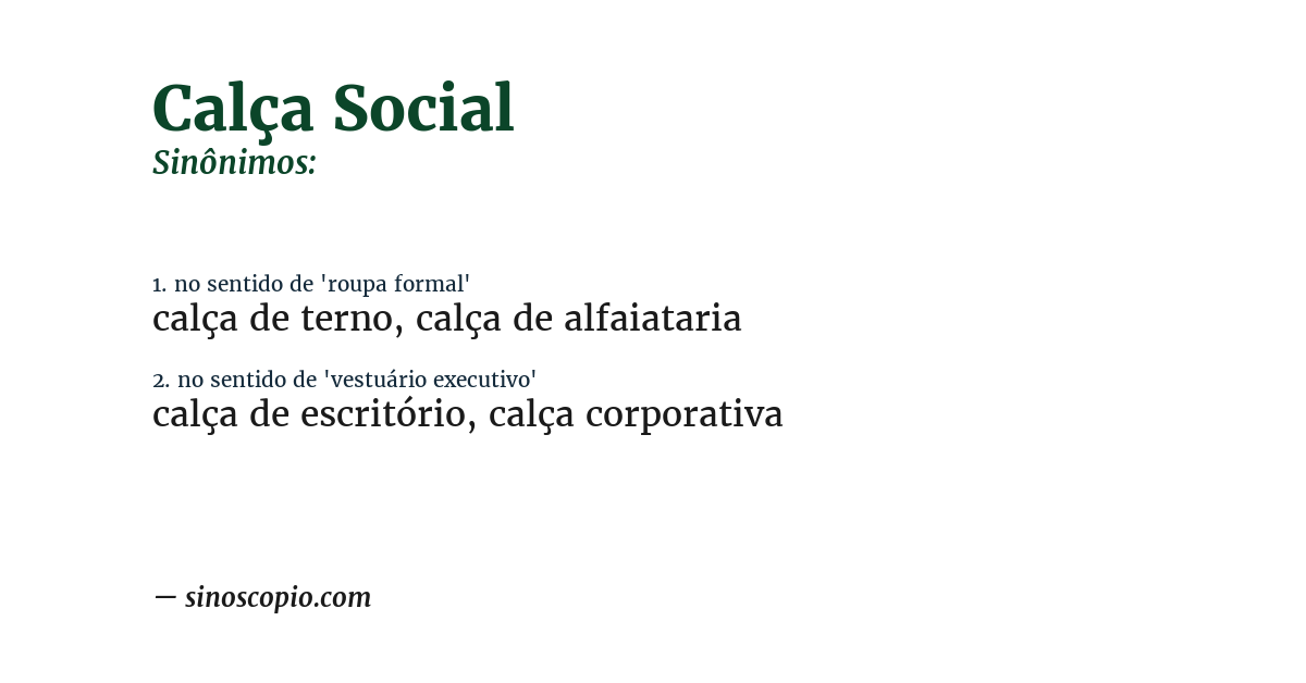 Sinônimo de calça social