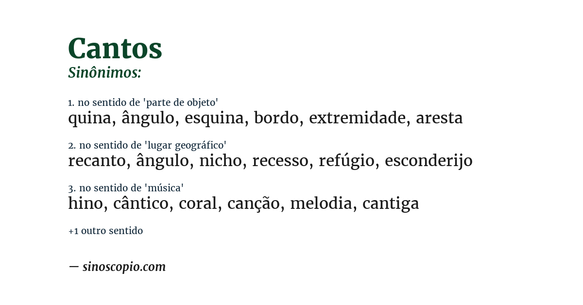 Sinônimo de cantos