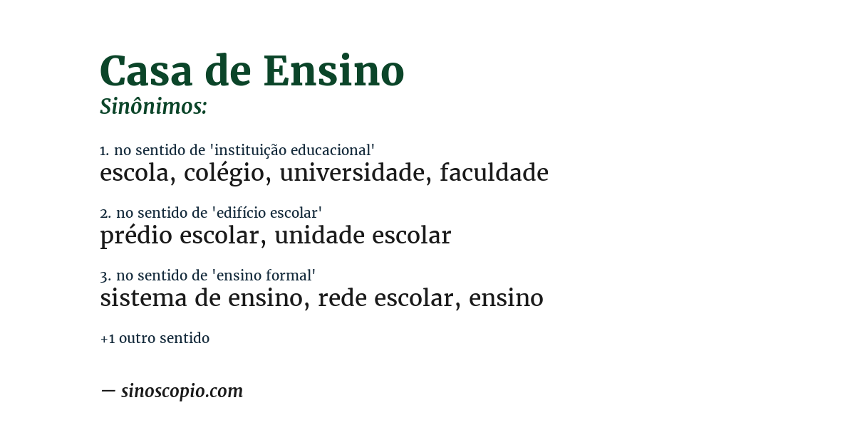 Sinônimo de casa de ensino