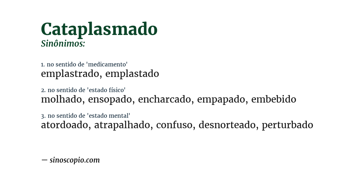 Sinônimo de cataplasmado